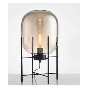 JS-GL-066-480 - BLACK METAL & AMBER GLASS Modern Floor Lamp
