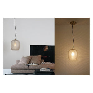 JS-GL-0666558-1 - Antique Brass Metal Glass Hanging Light