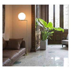 JS-GL-088-F - ANTIQUE BRASS METAL & GLASS Led Floor Lamp