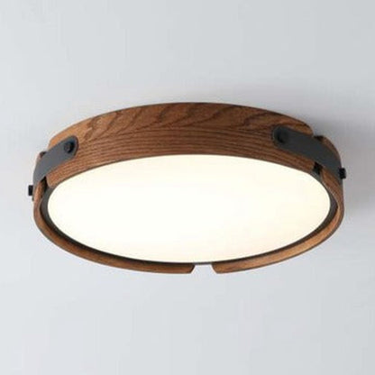 JS-GL-089-C - Black Wood & Metal & Acrylic & Leather Led Ceiling Light