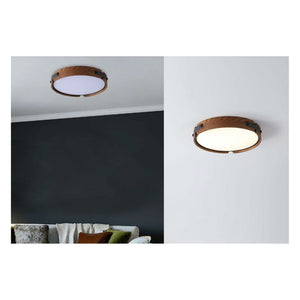 JS-GL-089-C - Black Wood & Metal & Acrylic & Leather Led Ceiling Light