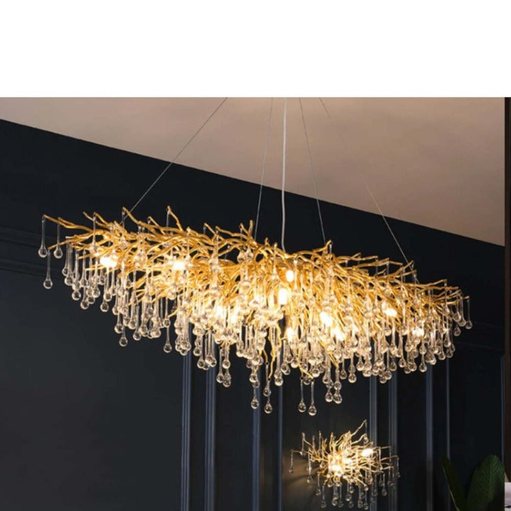 JS-GL-0895-1500 - Gold Metal & Crystals Crystal Chandelier