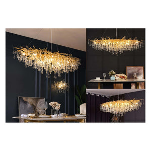 JS-GL-0895-1500 - Gold Metal & Crystals Crystal Chandelier