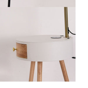 JS-GL-091-F - METAL & GLASS & WOOD Led Floor Lamp