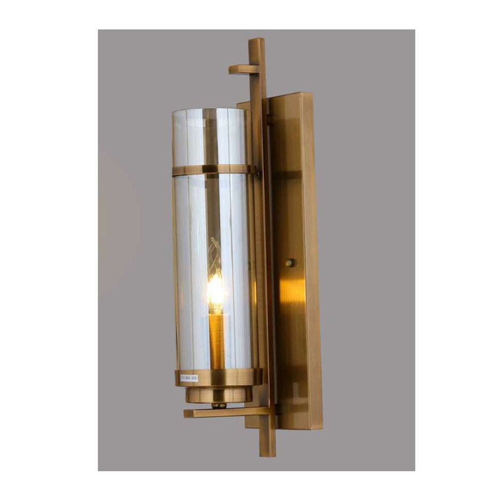 JS-GL-100-C-1W - Antique Brass Metal Brass & Glass Modern Wall Light