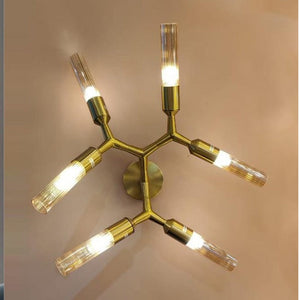JS-GL-1002-6W - Antique Brass Metal & Glass Modern Wall Light