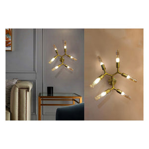 JS-GL-1002-6W - Antique Brass Metal & Glass Modern Wall Light