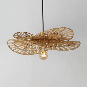 JS-GL-10080-1 - Black Metal & Raﬁa Modern Hanging Light
