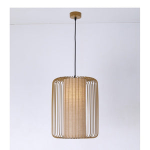 JS-GL-10081-1 - Matt Gold Fabric Shade Metal Hanging Light