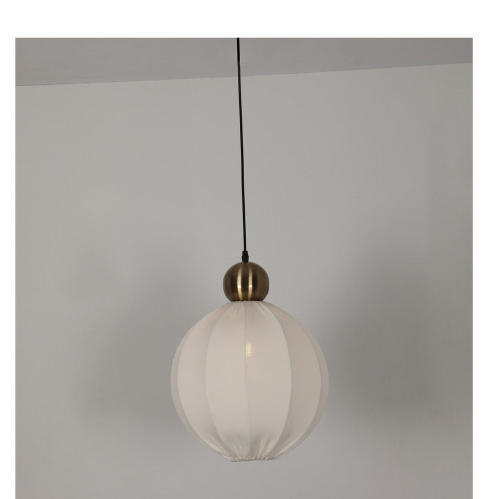 JS-GL-10084 - Antique Brass Metal & Fabric Shade Cloth Shade Hanging Light