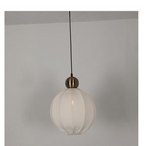 JS-GL-10084 - Antique Brass Metal & Fabric Shade Cloth Shade Hanging Light