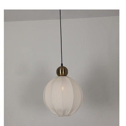 JS-GL-10084 - Antique Brass Metal & Fabric Shade Cloth Shade Hanging Light