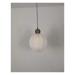 JS-GL-10084 - Antique Brass Metal & Fabric Shade Cloth Shade Hanging Light