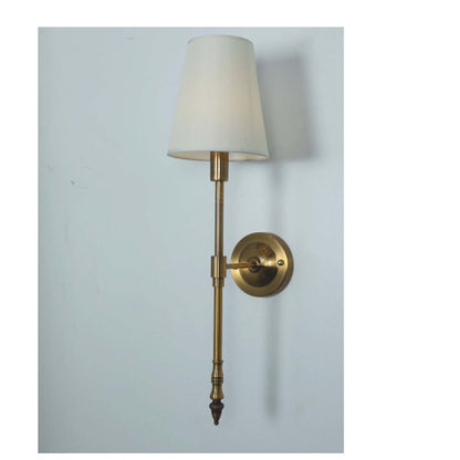JS-GL-1022-1 - ANTIQUE BRASS METAL & FABRIC SHADE Cloth Shade Wall Light