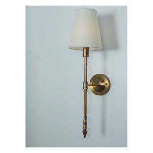 JS-GL-1022-1 - ANTIQUE BRASS METAL & FABRIC SHADE Cloth Shade Wall Light
