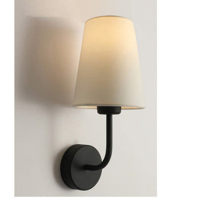 JS-GL-1023-1BK - BLACK METAL & FABRIC SHADE Cloth Shade Wall Light