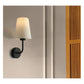 JS-GL-1023-1BK - BLACK METAL & FABRIC SHADE Cloth Shade Wall Light