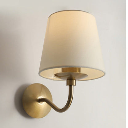 JS-GL-1024-1 - ANTIQUE BRASS METAL & FABRIC SHADE Cloth Shade Wall Light