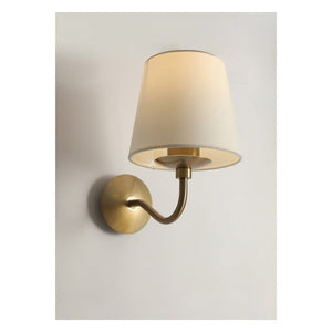 JS-GL-1024-1 - ANTIQUE BRASS METAL & FABRIC SHADE Cloth Shade Wall Light