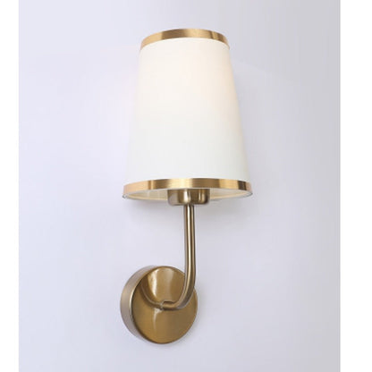 JS-GL-1025-1 AB - ANTIQUE BRASS METAL & FABRIC SHADE Modern Hanging Light