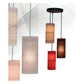 JS-GL-103-3-RD - BROWN & RED & CREAM METAL & BAMBOO MATT Jute Fiber Hanging Light