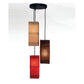JS-GL-103-3-SQ - BROWN & RED & CREAM METAL & BAMBOO MATT Jute Fiber Hanging Light