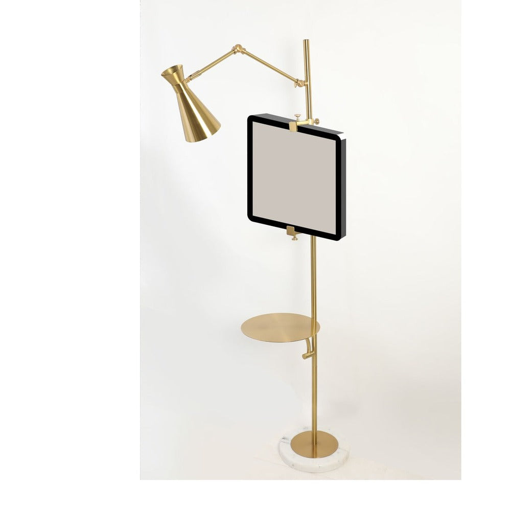 JS-GL-1039-F (WO Board) - Antique Brass Metal Marble Floor Lamp