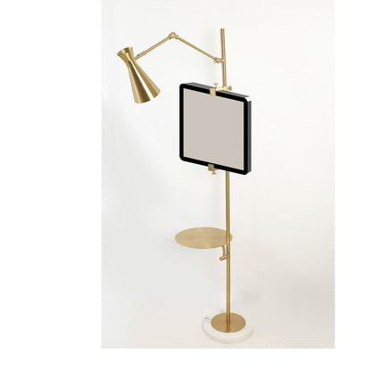 JS-GL-1039-F (WO Board) - Antique Brass Metal Marble Floor Lamp