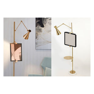 JS-GL-1039-F (WO Board) - Antique Brass Metal Marble Floor Lamp