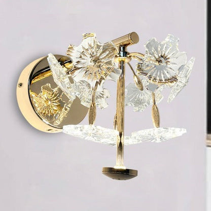 JS-GL-1047-W - French Gold Metal & Crystals Crystal Wall Light