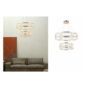 JS-GL-1049-800+500 - French Gold Metal & Acrylic Led Chandelier