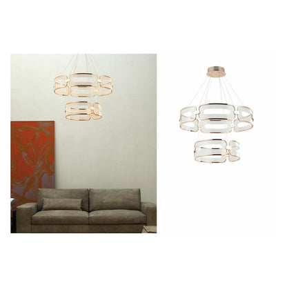 JS-GL-1049-800+500 - French Gold Metal & Acrylic Led Chandelier