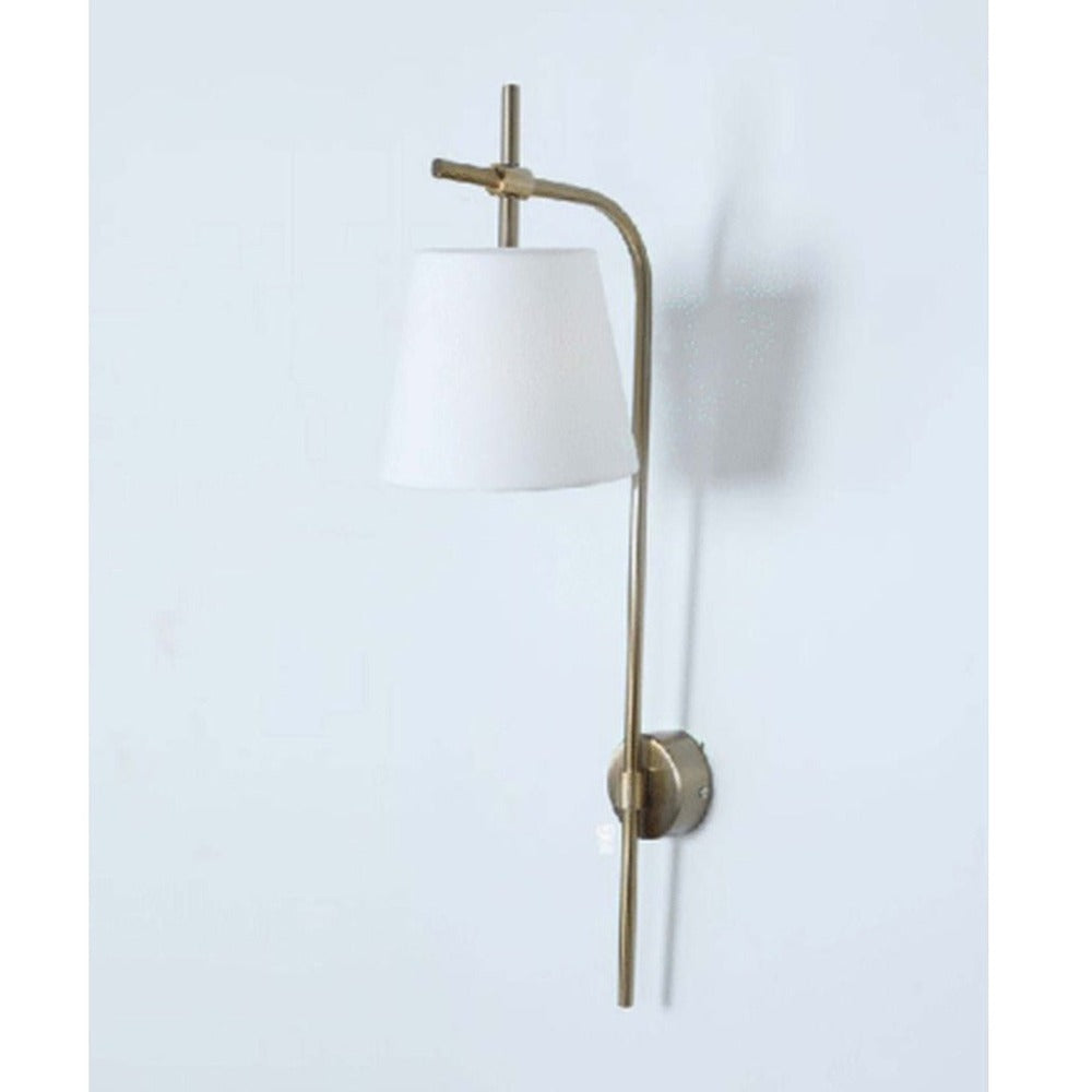 JS-GL-1055-1 - ANTIQUE BRASS METAL & FABRIC SHADE Cloth Shade Wall Light