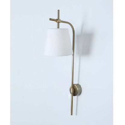JS-GL-1055-1 - ANTIQUE BRASS METAL & FABRIC SHADE Cloth Shade Wall Light