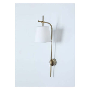 JS-GL-1055-1 - ANTIQUE BRASS METAL & FABRIC SHADE Cloth Shade Wall Light