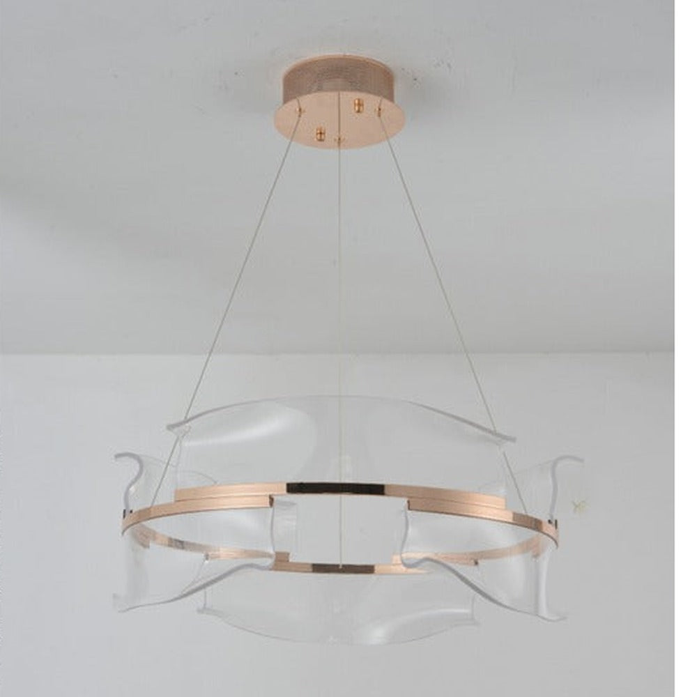 JS-GL-1055-600A - French Gold Metal & Acrylic Led Chandelier