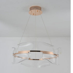 JS-GL-1055-600A - French Gold Metal & Acrylic Led Chandelier
