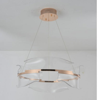 JS-GL-1055-600A - French Gold Metal & Acrylic Led Chandelier