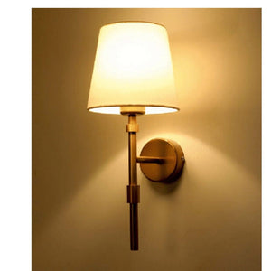 JS-GL-1065-1 - ANTIQUE BRASS METAL & FABRIC SHADE Cloth Shade Wall Light
