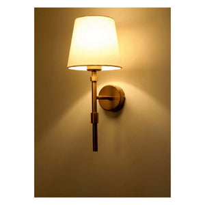 JS-GL-1065-1 - ANTIQUE BRASS METAL & FABRIC SHADE Cloth Shade Wall Light