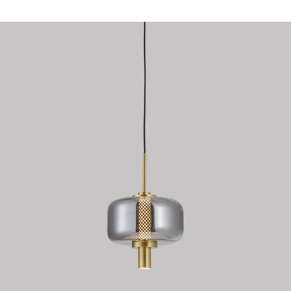 JS-GL-10703-1 - Antique Brass Metal Glass Hanging Light