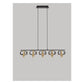 JS-GL-10703-5 - Antique Brass & Black Metal & Glass Rectangular Chandelier