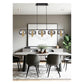 JS-GL-10703-5 - Antique Brass & Black Metal & Glass Rectangular Chandelier