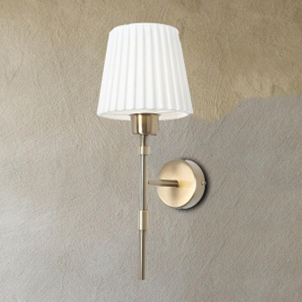 JS-GL-1075-1 - ANTIQUE BRASS METAL & PLA Cloth Shade Wall Light