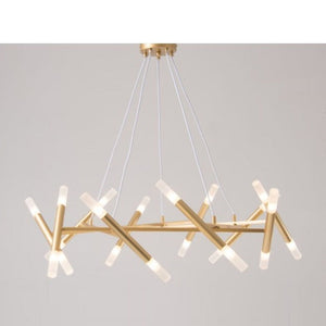 JS-GL-1080-20 - Antique Brass Metal & Acrylic Led Chandelier
