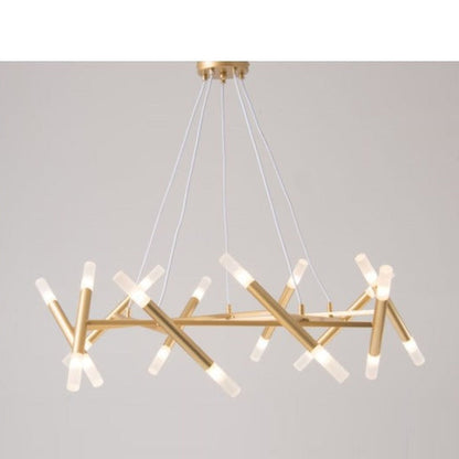 JS-GL-1080-20 - Antique Brass Metal & Acrylic Led Chandelier