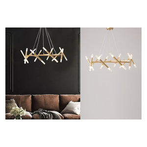 JS-GL-1080-20 - Antique Brass Metal & Acrylic Led Chandelier