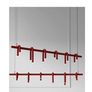 JS-GL-1080-L1500 - Maroon Red Metal & Acrylic Led Chandelier