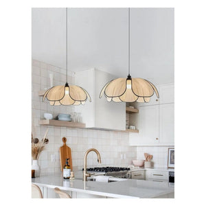 JS-GL-1083-600 - Black Metal & Fabric Cloth Shade Hanging Light