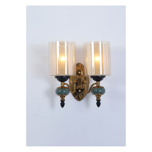 JS-GL-1129-2 - Antique Brass Metal & Glass & Stone Modern Wall Light